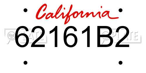 62161B2 California License Plate