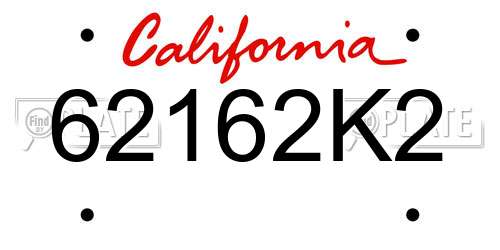 62162K2 California License Plate