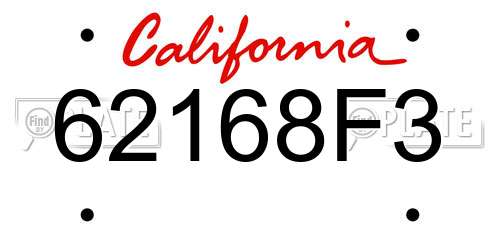 62168F3 California License Plate