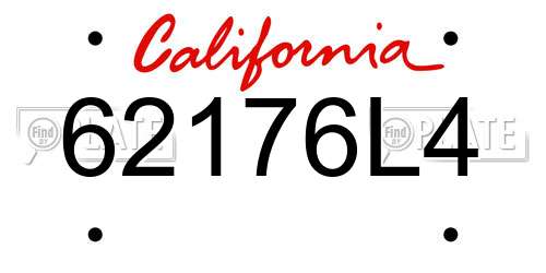 62176L4 California License Plate