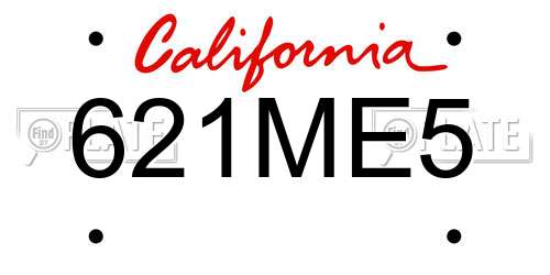 621ME5 California License Plate