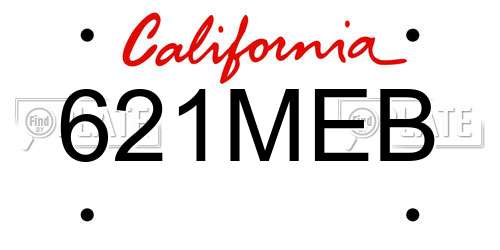 621MEB California License Plate