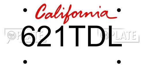 621TDL California License Plate