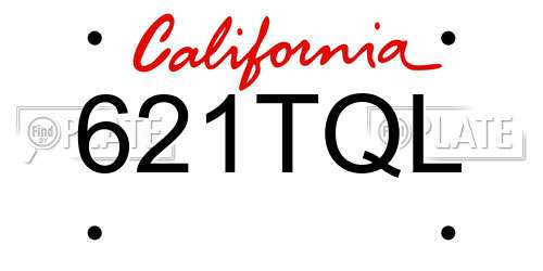 621TQL California License Plate