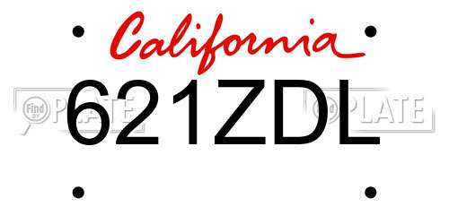 621ZDL California License Plate