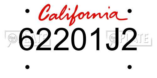 62201J2 California License Plate