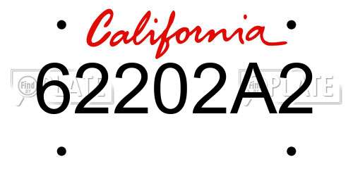 62202A2 California License Plate
