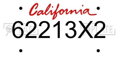 62213X2 California License Plate