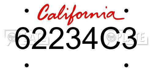 62234C3 California License Plate