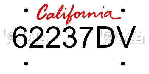 62237DV California License Plate