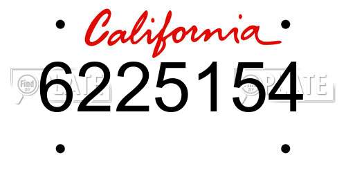 6225154 California License Plate