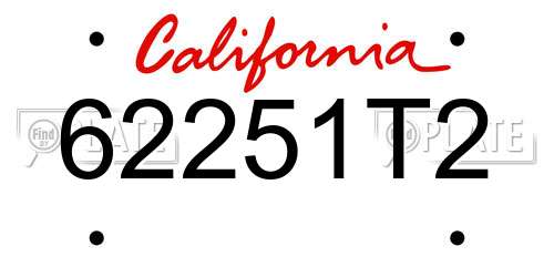 62251T2 California License Plate