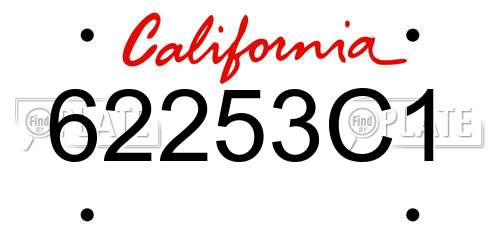 62253C1 California License Plate