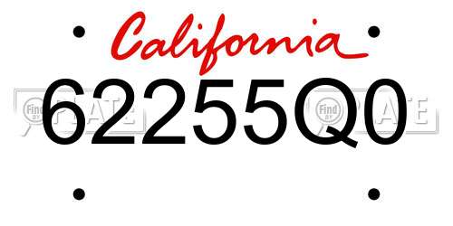 62255Q0 California License Plate