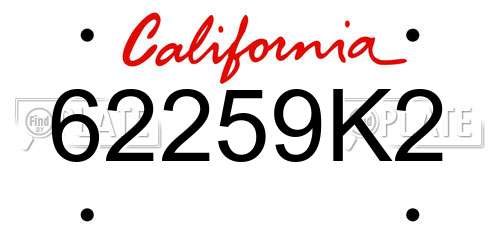 62259K2 California License Plate