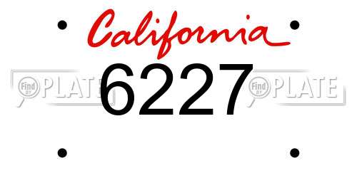 6227 California License Plate