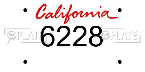 6228 California License Plate