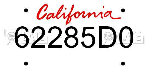 62285D0 California License Plate