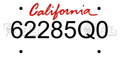 62285Q0 California License Plate