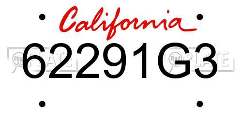 62291G3 California License Plate