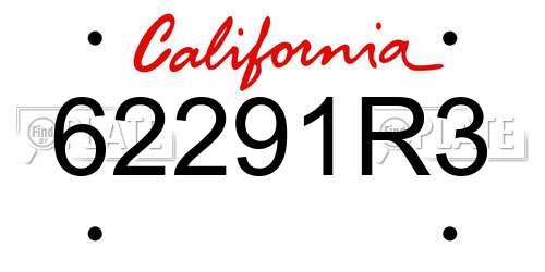 62291R3 California License Plate