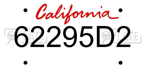62295D2 California License Plate