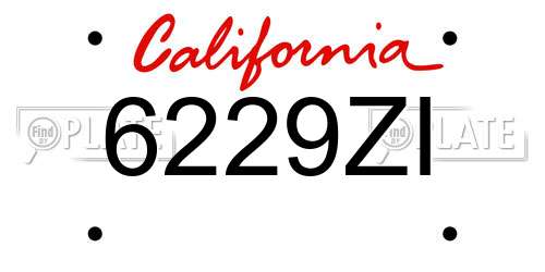 6229ZI California License Plate