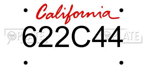 622C44 California License Plate
