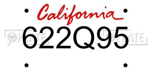 622Q95 California License Plate