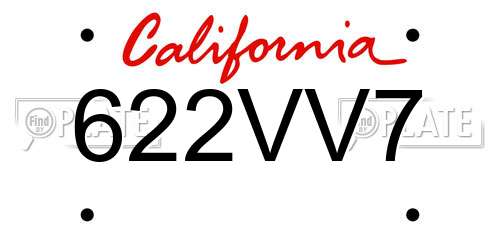622VV7 California License Plate