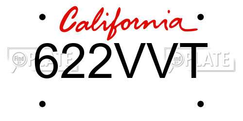 622VVT California License Plate