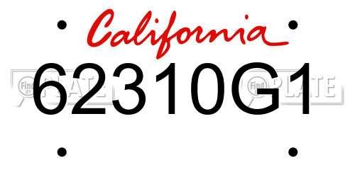 62310G1 California License Plate