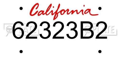 62323B2 California License Plate