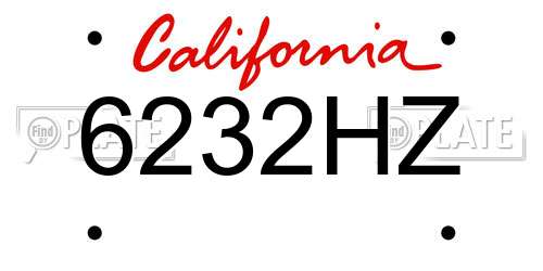 6232HZ California License Plate
