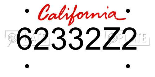 62332Z2 California License Plate