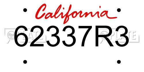 62337R3 California License Plate