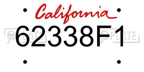 62338F1 California License Plate