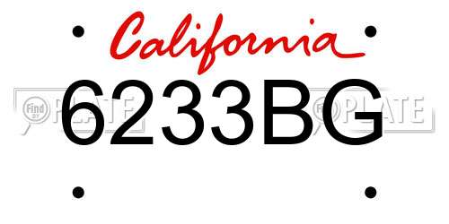 6233BG California License Plate