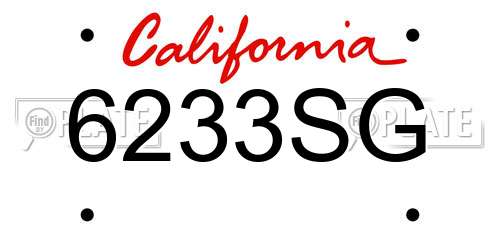 6233SG California License Plate