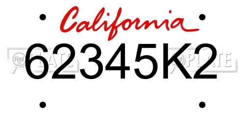 62345K2 California License Plate