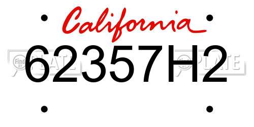 62357H2 California License Plate