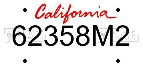 62358M2 California License Plate
