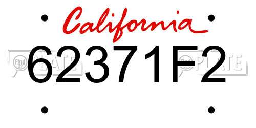 62371F2 California License Plate