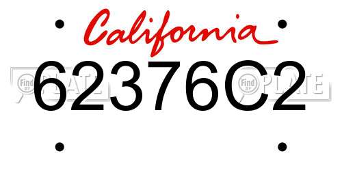 62376C2 California License Plate