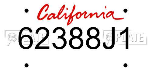 62388J1 California License Plate