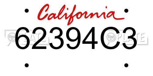62394C3 California License Plate