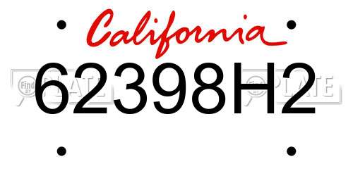 62398H2 California License Plate
