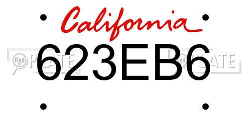 623EB6 California License Plate