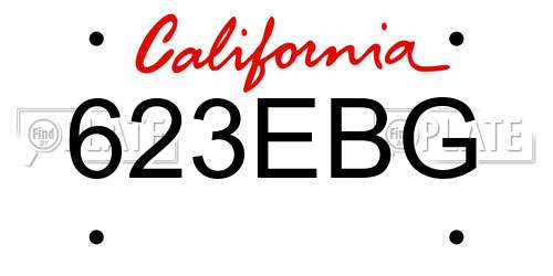 623EBG California License Plate