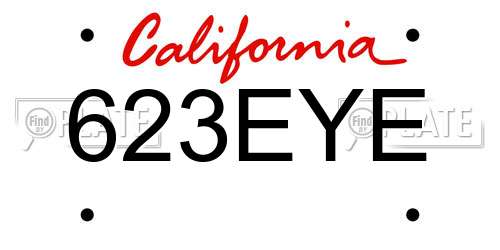 623EYE California License Plate